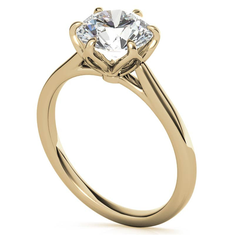 6-Prong Tulip Prong Round Brilliant Moissanite Solitaire Ring