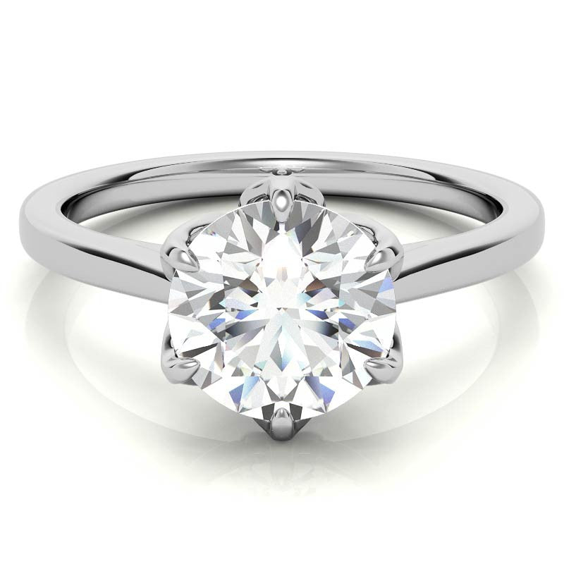 6-Prong Tulip Prong Round Brilliant Moissanite Solitaire Ring
