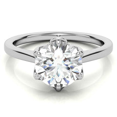 6-Prong Tulip Prong Round Brilliant Moissanite Solitaire Ring