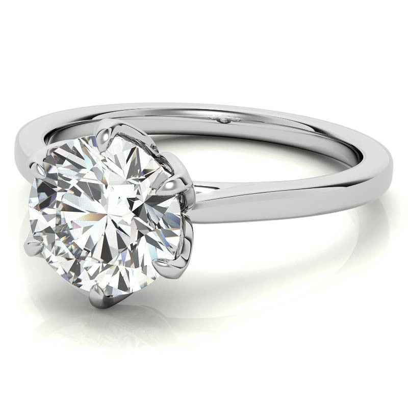 6-Prong Tulip Prong Round Brilliant Moissanite Solitaire Ring