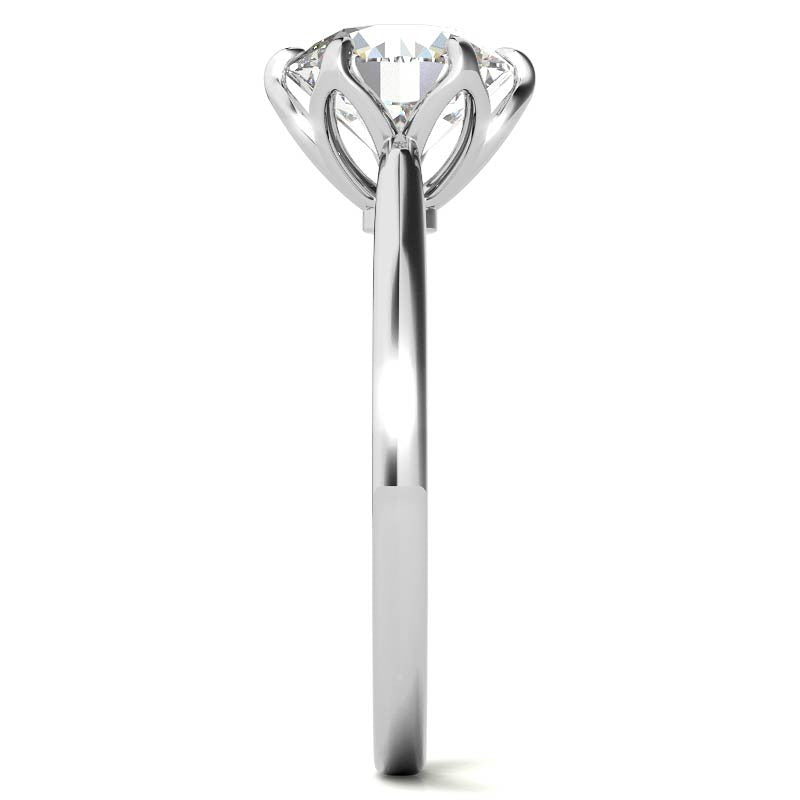 6-Prong Tulip Prong Round Brilliant Moissanite Solitaire Ring