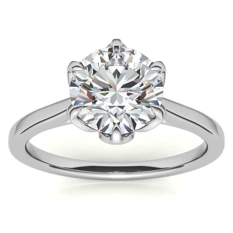 6-Prong Tulip Prong Round Brilliant Moissanite Solitaire Ring