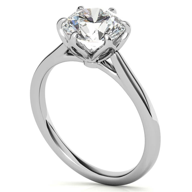 6-Prong Tulip Prong Round Brilliant Moissanite Solitaire Ring