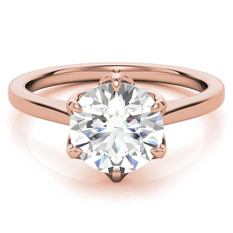 6-Prong Tulip Prong Round Brilliant Moissanite Solitaire Ring