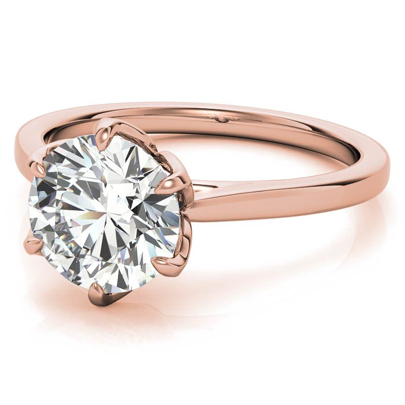 6-Prong Tulip Prong Round Brilliant Moissanite Solitaire Ring