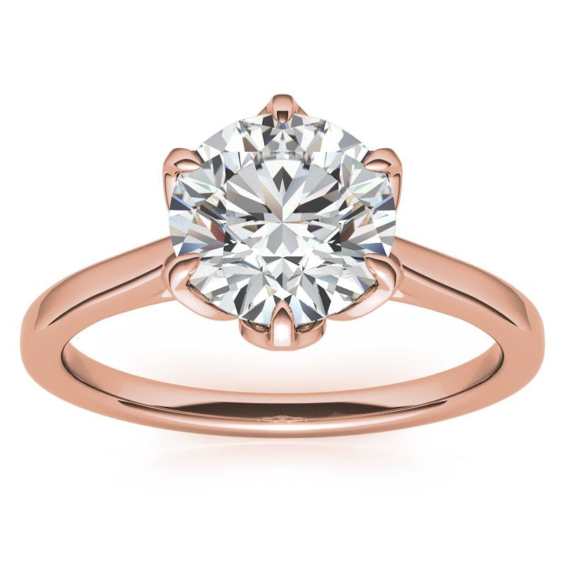 6-Prong Tulip Prong Round Brilliant Moissanite Solitaire Ring