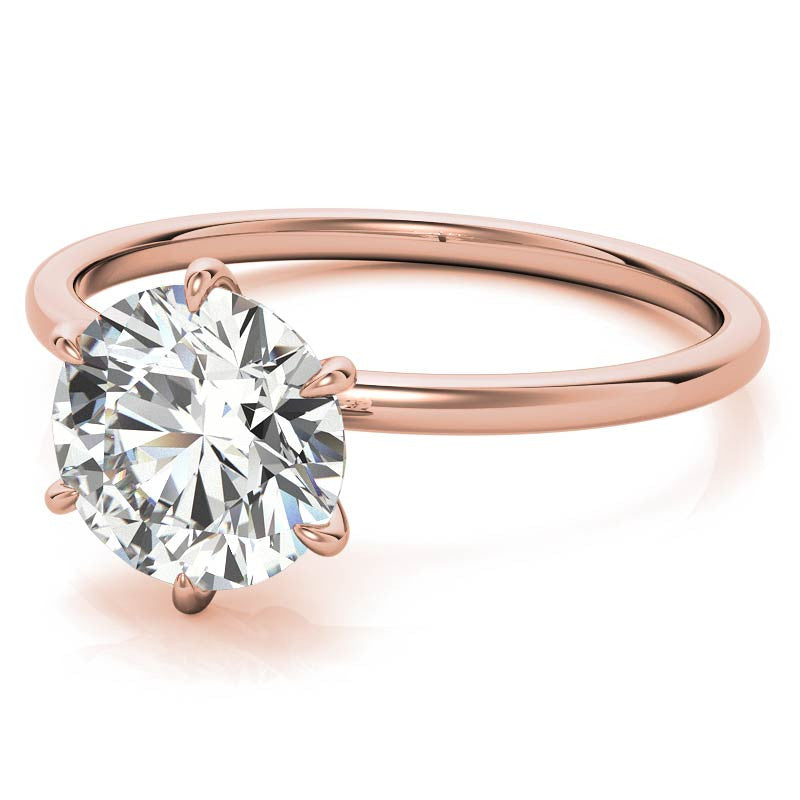 6 Claw Prong Round Petite Moissanite Solitaire Ring