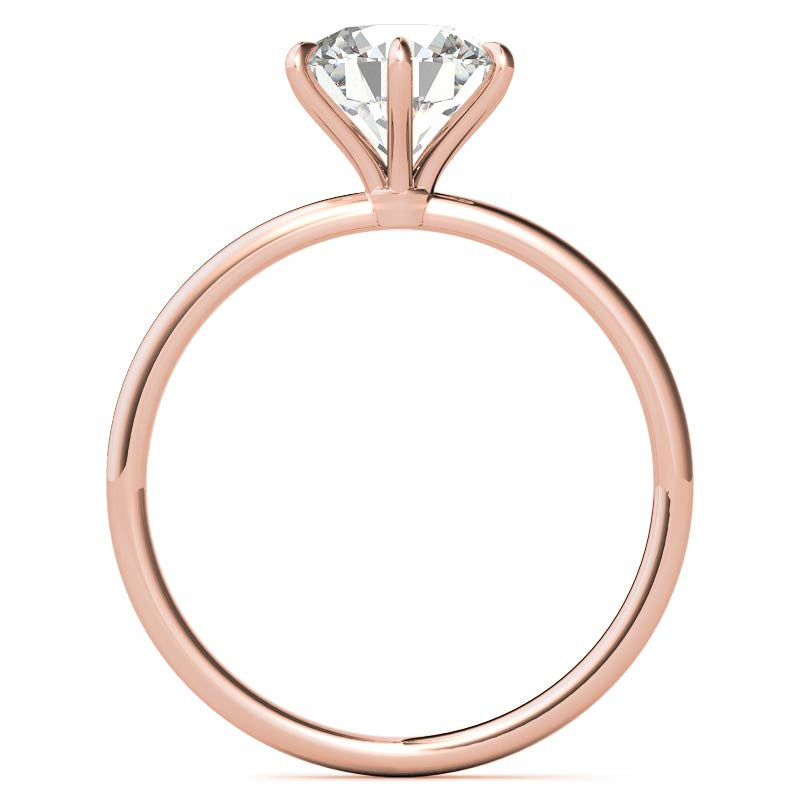 6 Claw Prong Round Petite Moissanite Solitaire Ring