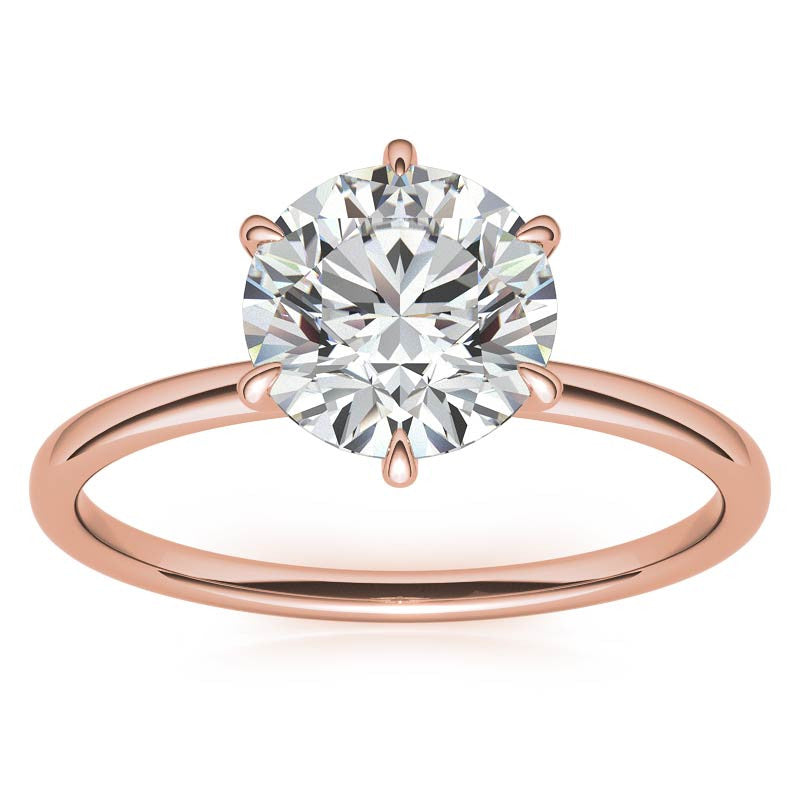 6 Claw Prong Round Petite Moissanite Solitaire Ring