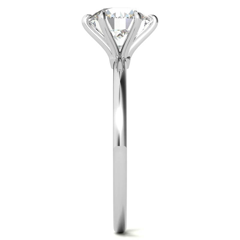 6 Claw Prong Round Petite Moissanite Solitaire Ring