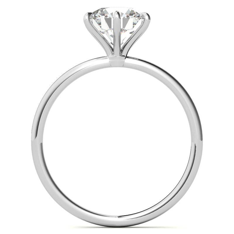 6 Claw Prong Round Petite Moissanite Solitaire Ring