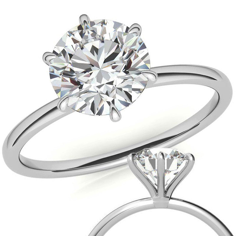 6 Claw Prong Round Petite Moissanite Solitaire Ring