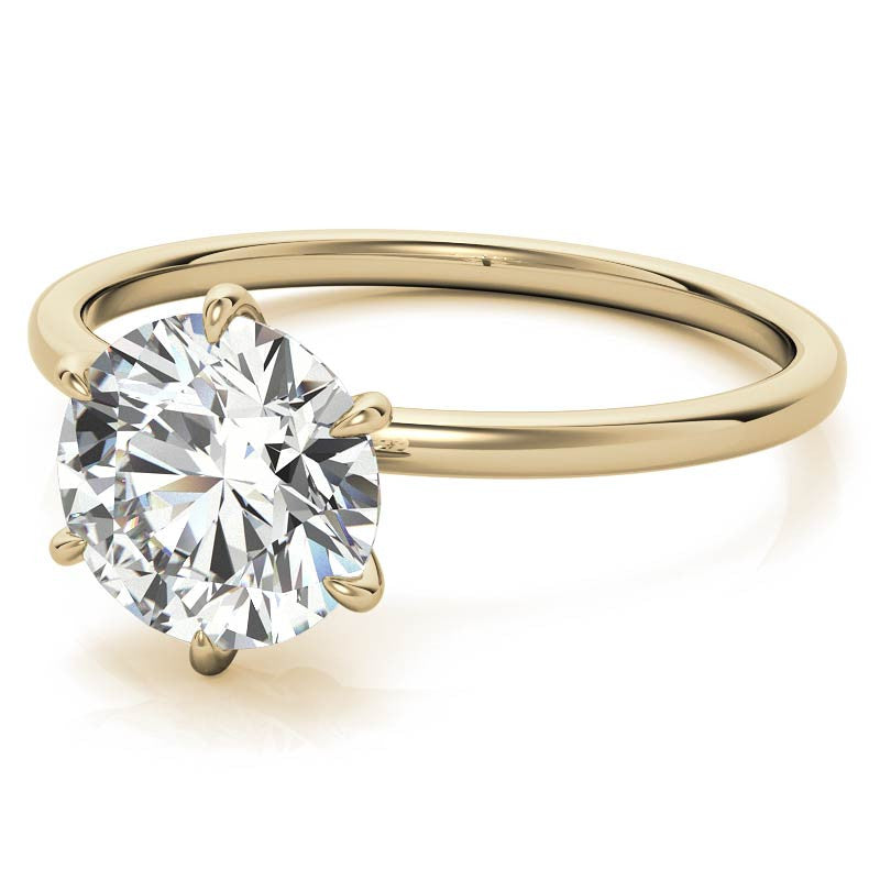 6 Claw Prong Round Petite Moissanite Solitaire Ring
