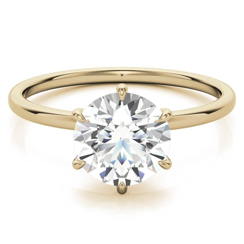6 Claw Prong Round Petite Moissanite Solitaire Ring