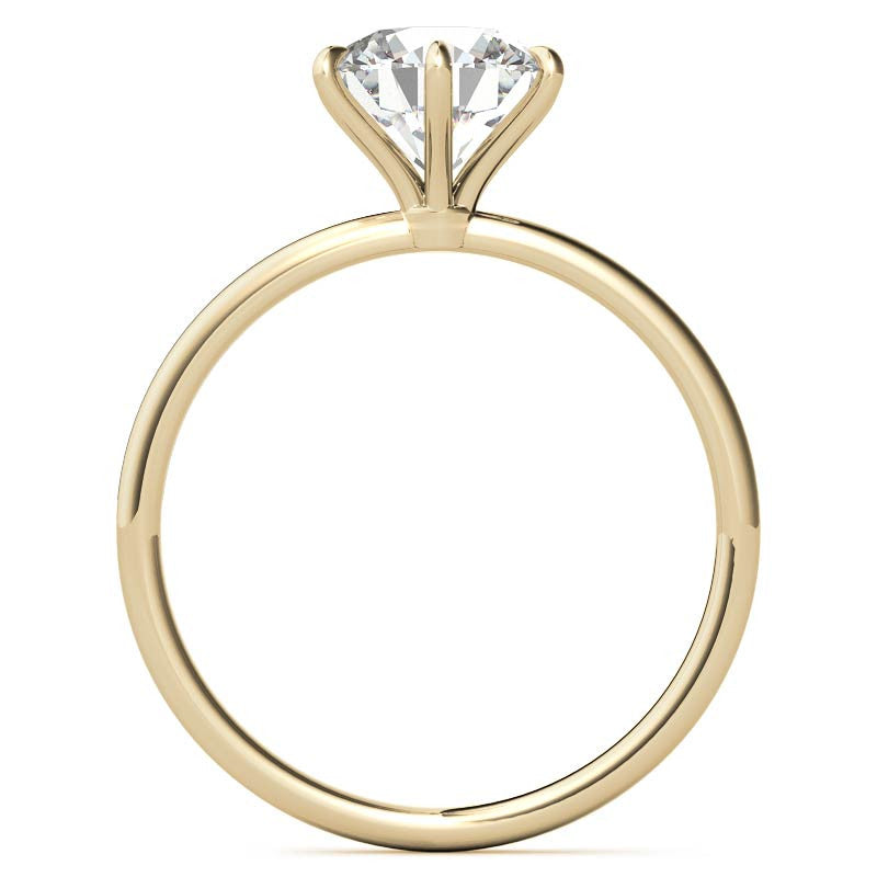 6 Claw Prong Round Petite Moissanite Solitaire Ring