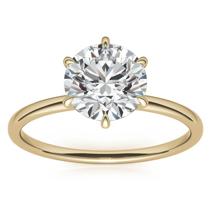 6 Claw Prong Round Petite Moissanite Solitaire Ring