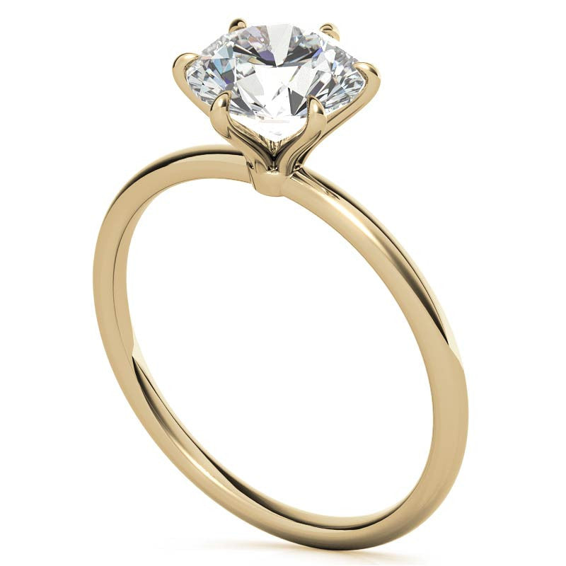 6 Claw Prong Round Petite Moissanite Solitaire Ring