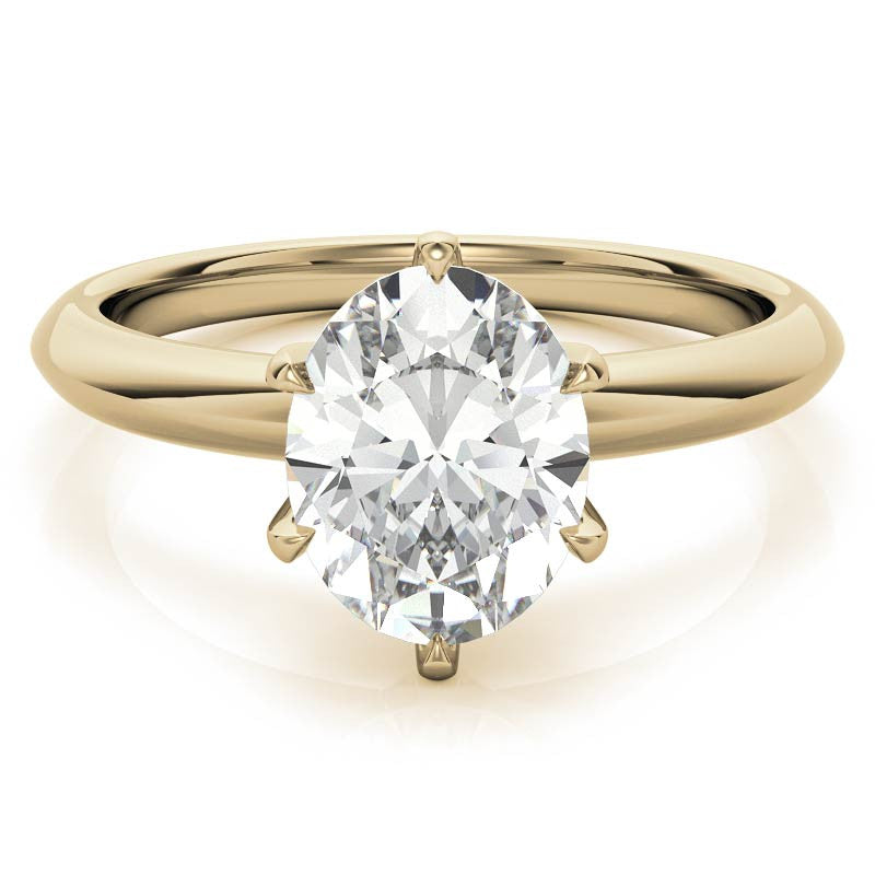 Knife-edge Oval Moissanite Solitaire Ring
