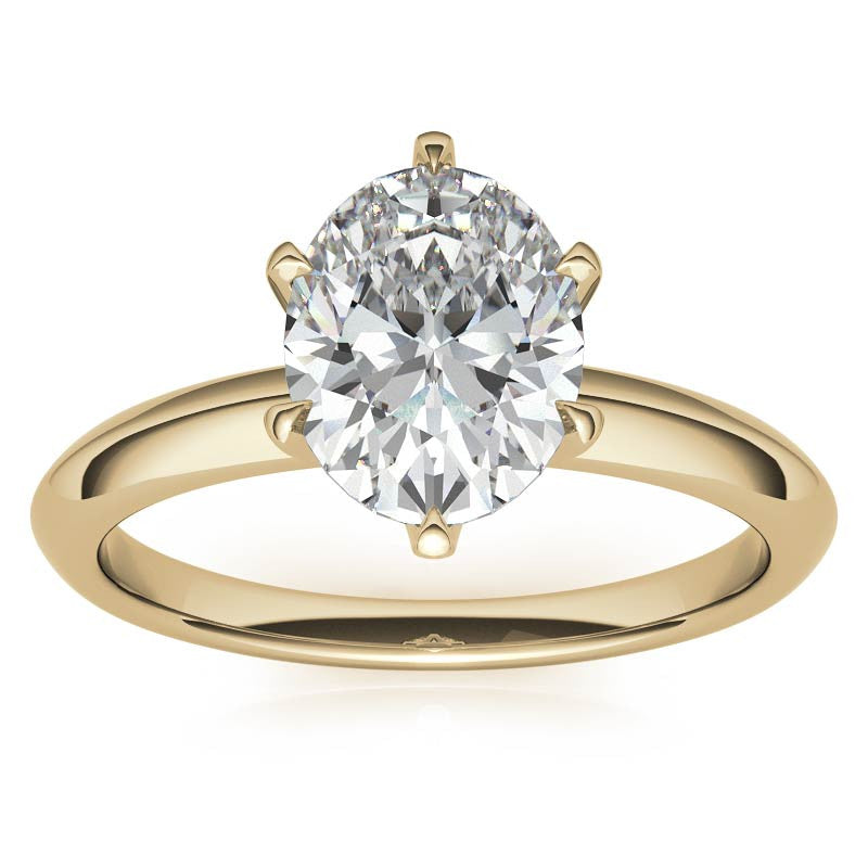Knife-edge Oval Moissanite Solitaire Ring