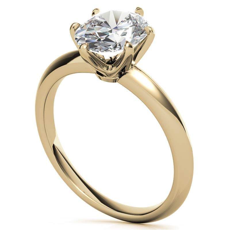 Knife-edge Oval Moissanite Solitaire Ring