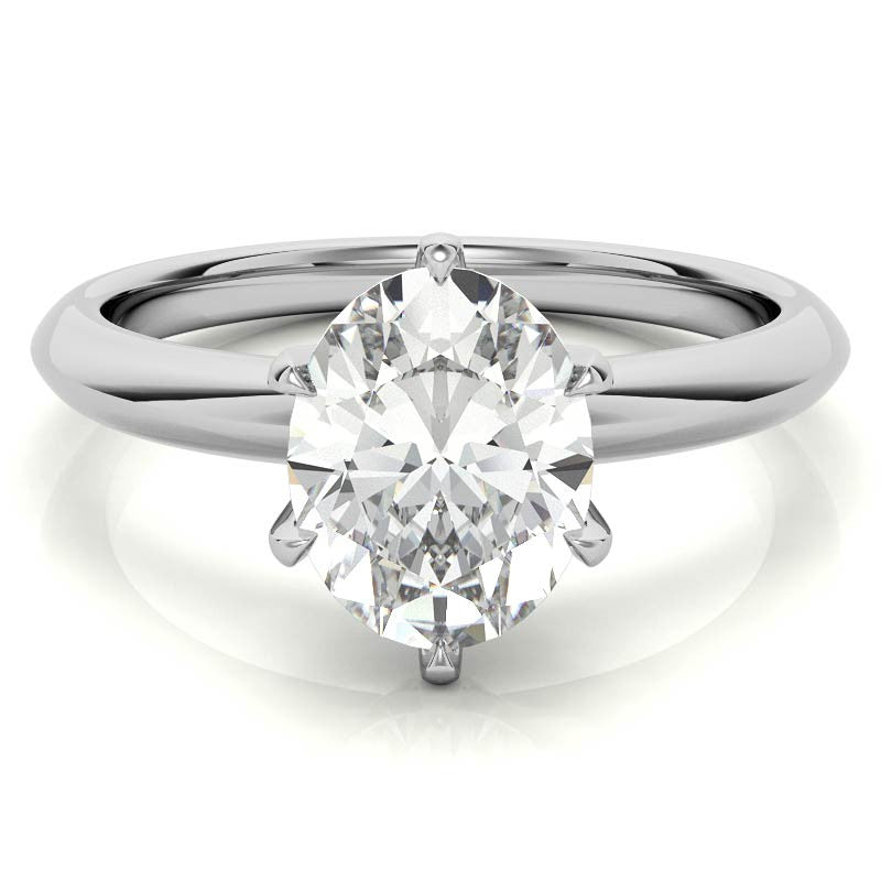 Knife-edge Oval Moissanite Solitaire Ring