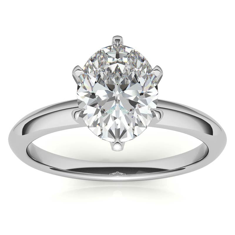 Knife-edge Oval Moissanite Solitaire Ring