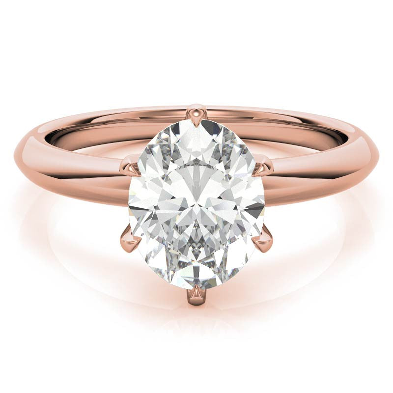 Knife-edge Oval Moissanite Solitaire Ring