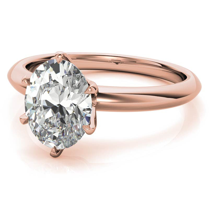 Knife-edge Oval Moissanite Solitaire Ring