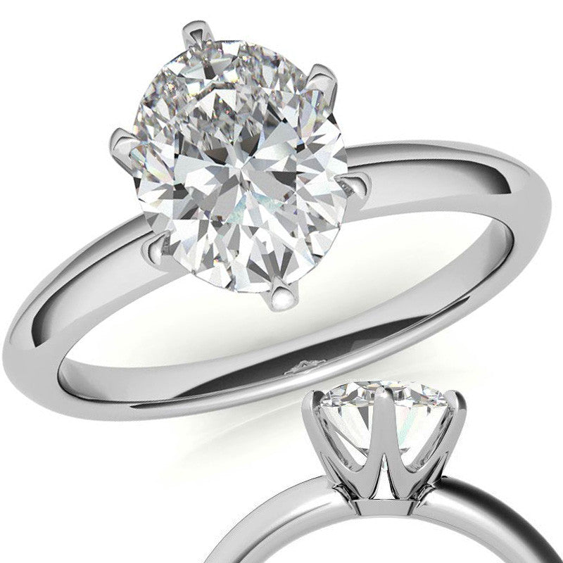 Knife-edge Oval Moissanite Solitaire Ring