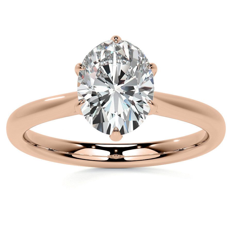 6-Prong Cathedral Oval Moissanite Solitaire Ring