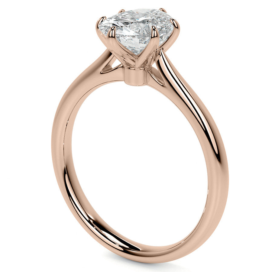 6-Prong Cathedral Oval Moissanite Solitaire Ring
