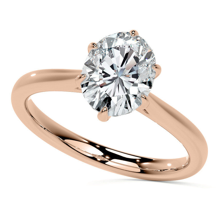 6-Prong Cathedral Oval Moissanite Solitaire Ring