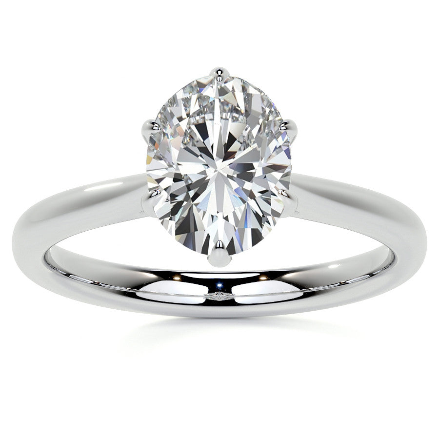 6-Prong Cathedral Oval Moissanite Solitaire Ring