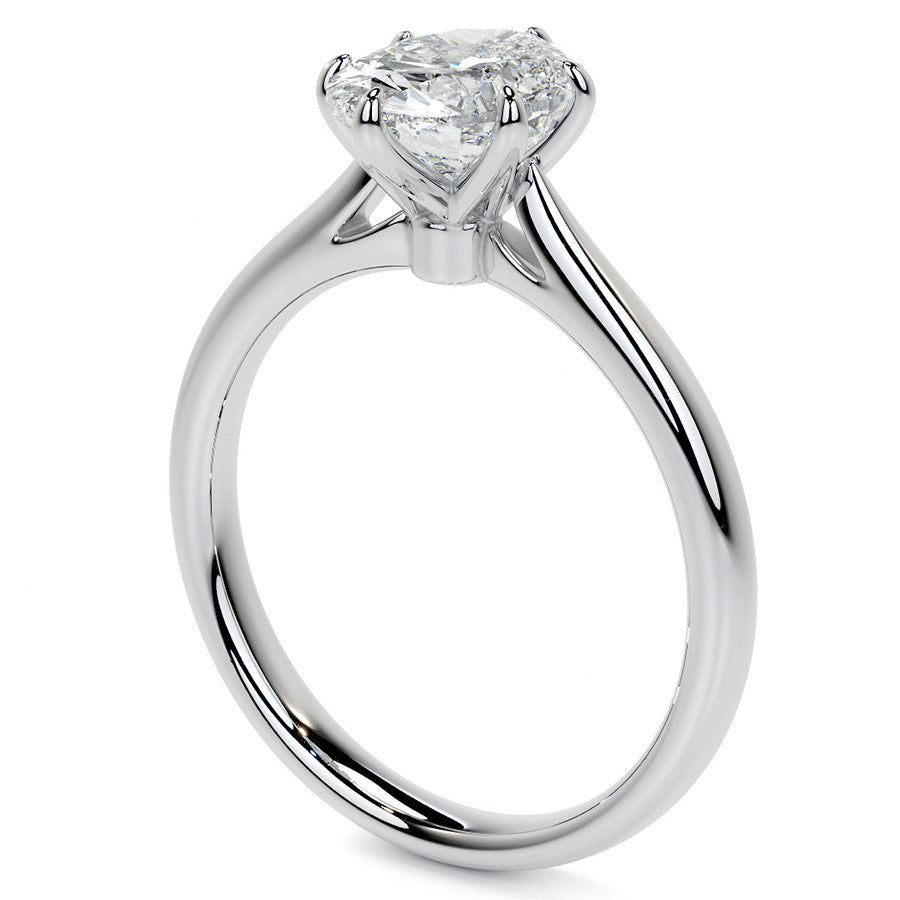 6-Prong Cathedral Oval Moissanite Solitaire Ring