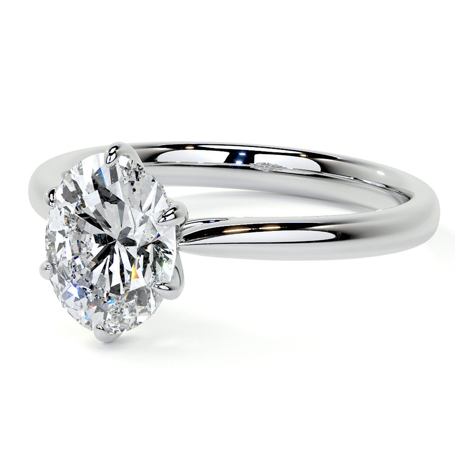6-Prong Cathedral Oval Moissanite Solitaire Ring