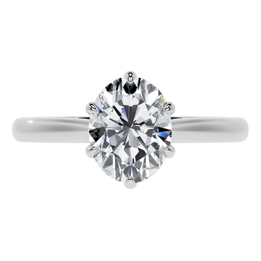 6-Prong Cathedral Oval Moissanite Solitaire Ring