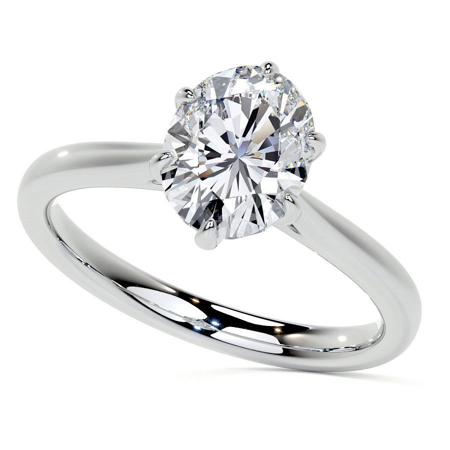 6-Prong Cathedral Oval Moissanite Solitaire Ring