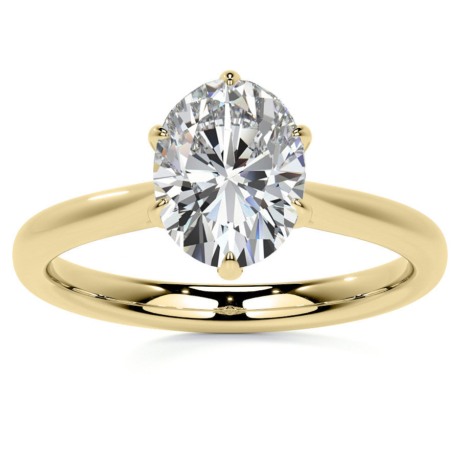 6-Prong Cathedral Oval Moissanite Solitaire Ring