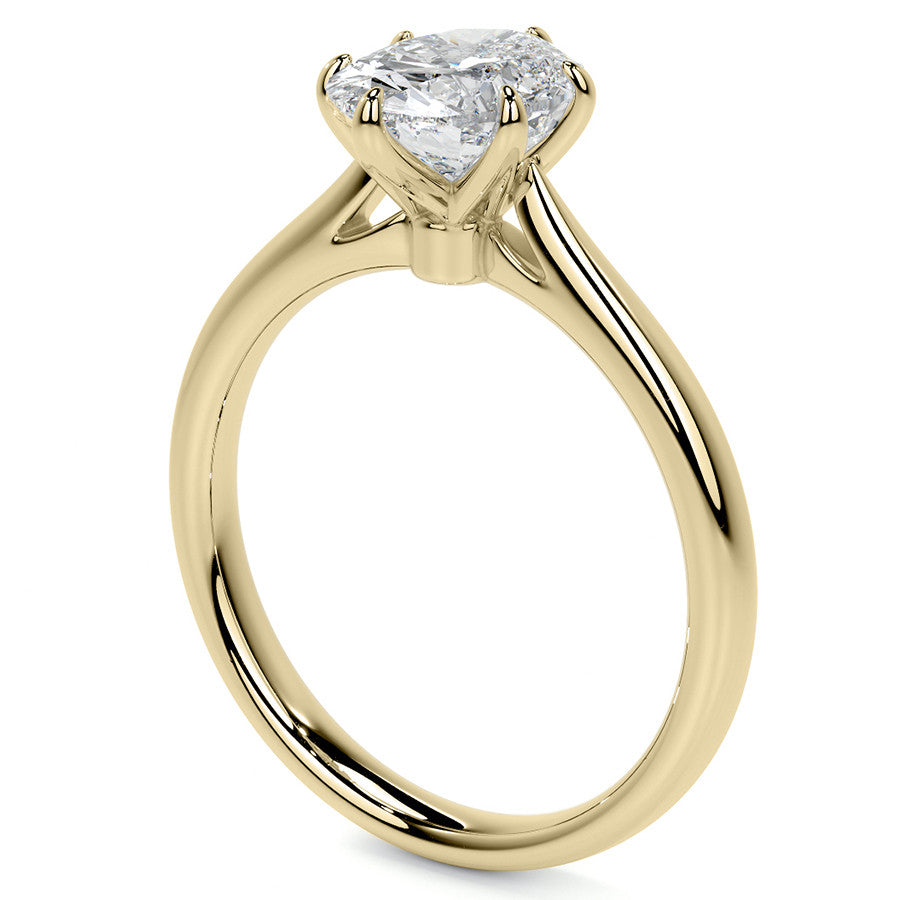 6-Prong Cathedral Oval Moissanite Solitaire Ring