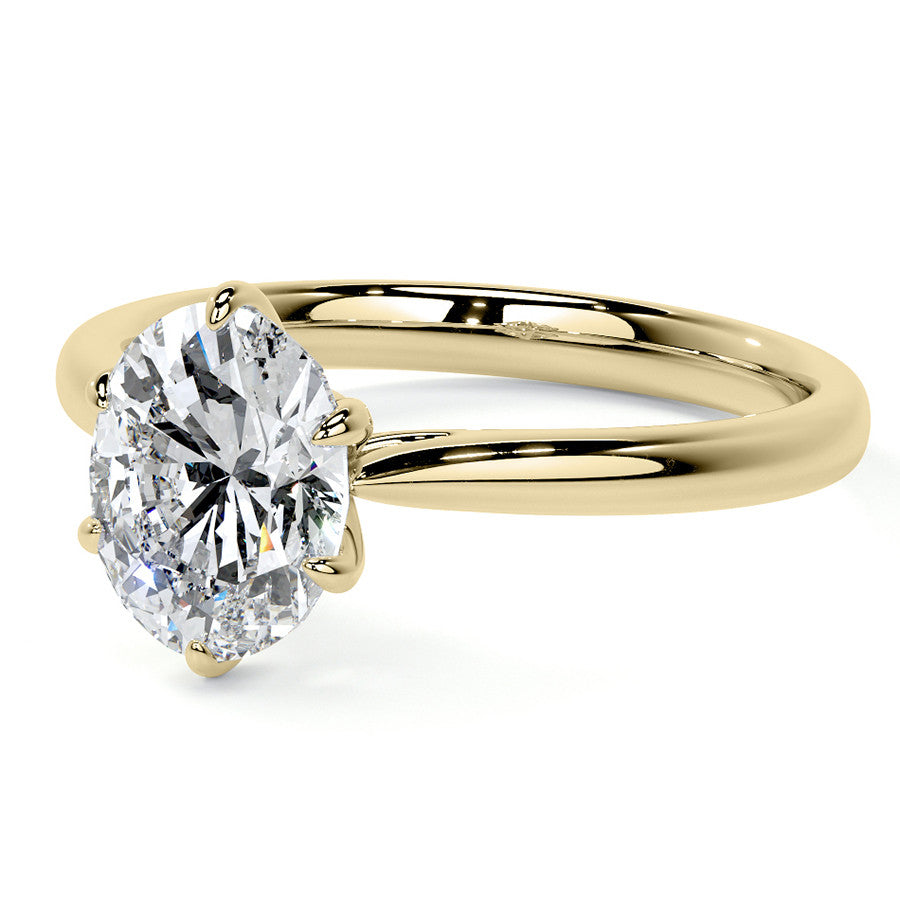6-Prong Cathedral Oval Moissanite Solitaire Ring