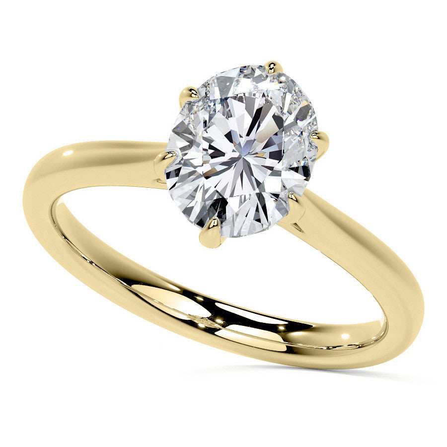 6-Prong Cathedral Oval Moissanite Solitaire Ring