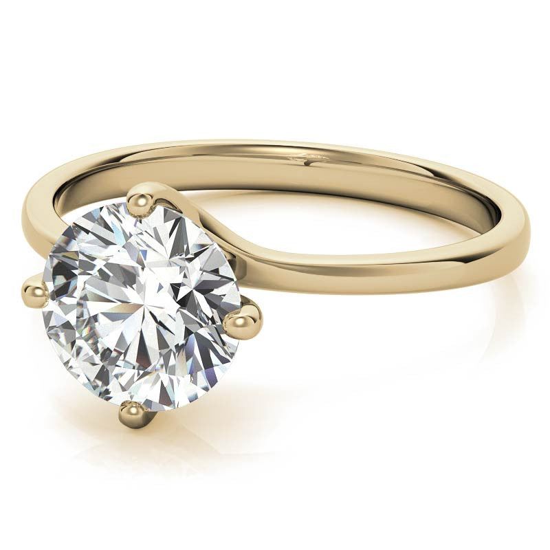 Round Brilliant Moissanite N-E-S-W Solitaire Ring