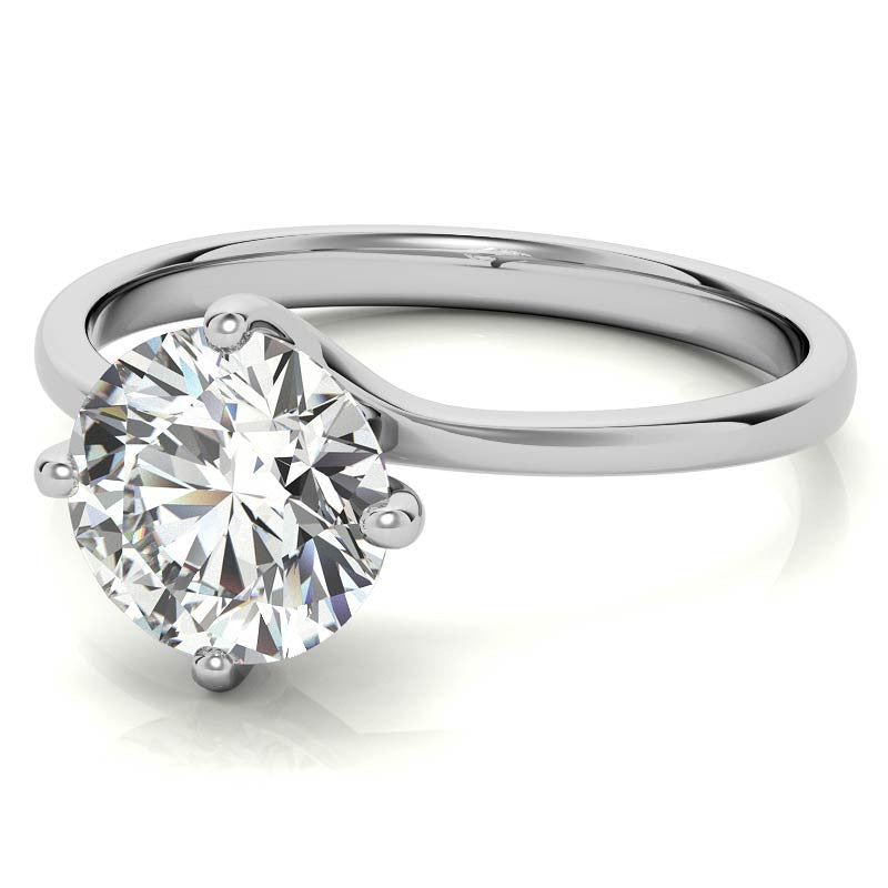 Round Brilliant Moissanite N-E-S-W Solitaire Ring