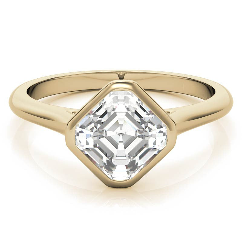 Asscher Moissanite Bezel Solitaire Ring