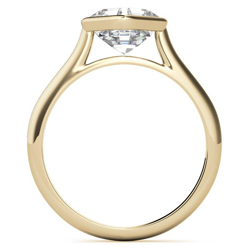 Asscher Moissanite Bezel Solitaire Ring