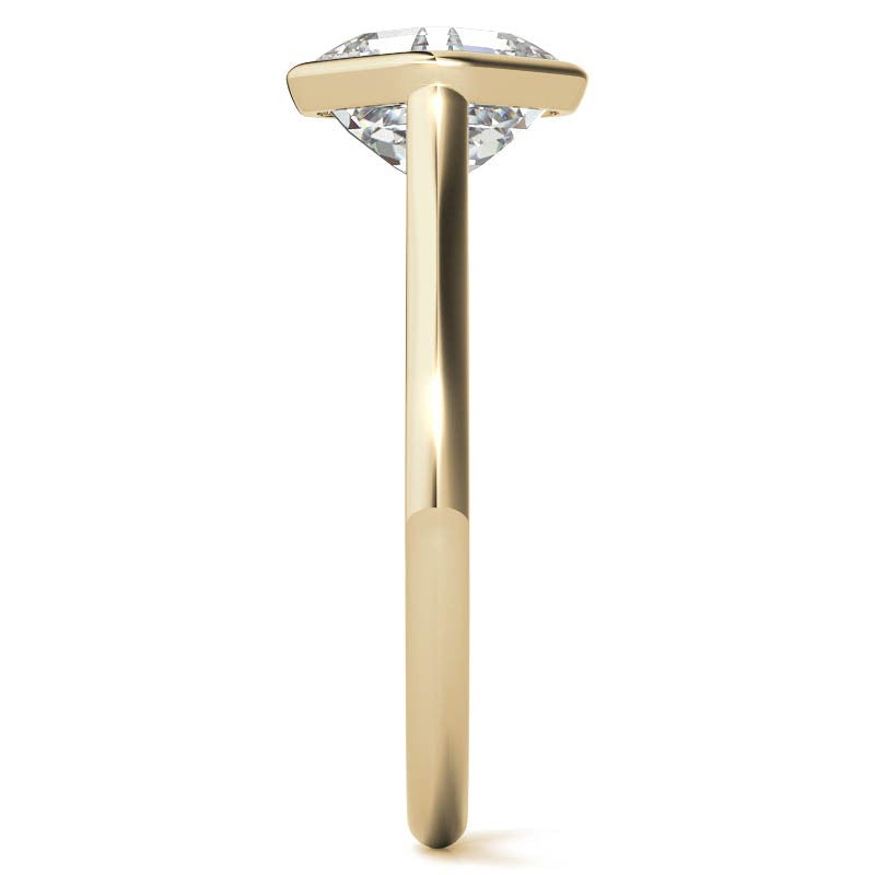 Asscher Moissanite Bezel Solitaire Ring