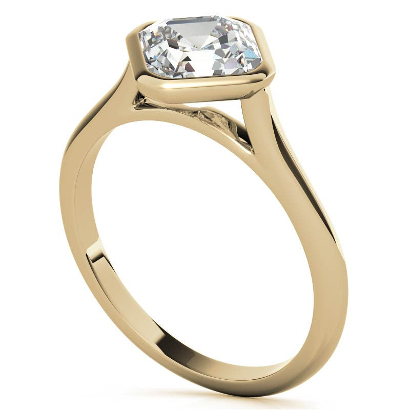 Asscher Moissanite Bezel Solitaire Ring