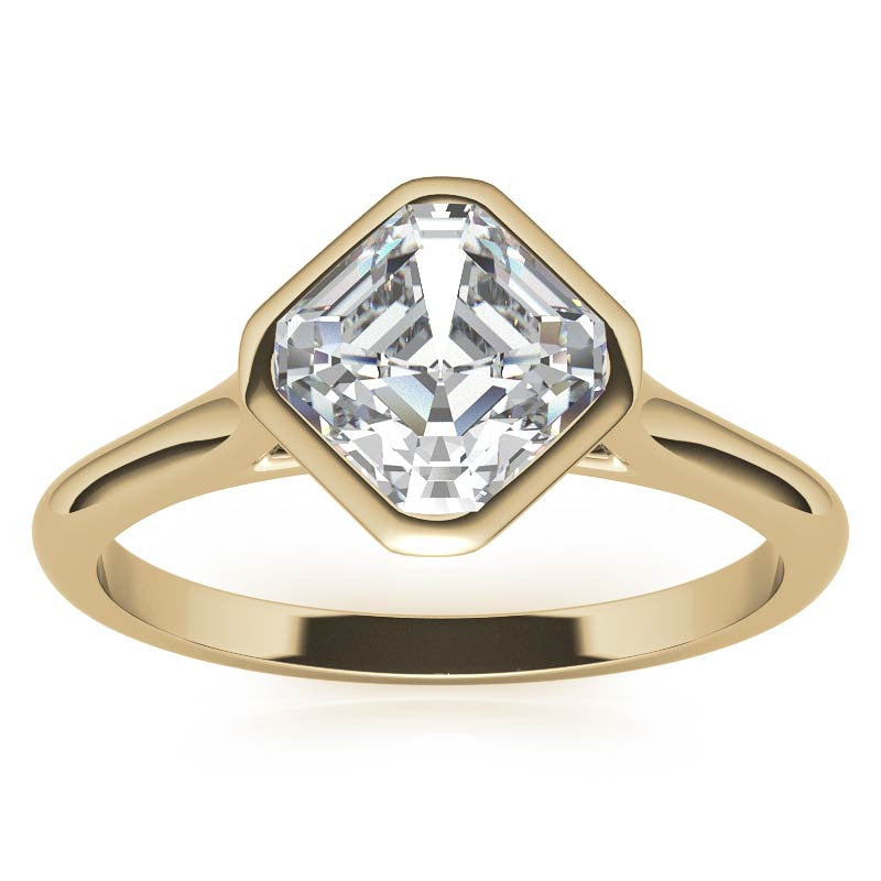 Asscher Moissanite Bezel Solitaire Ring