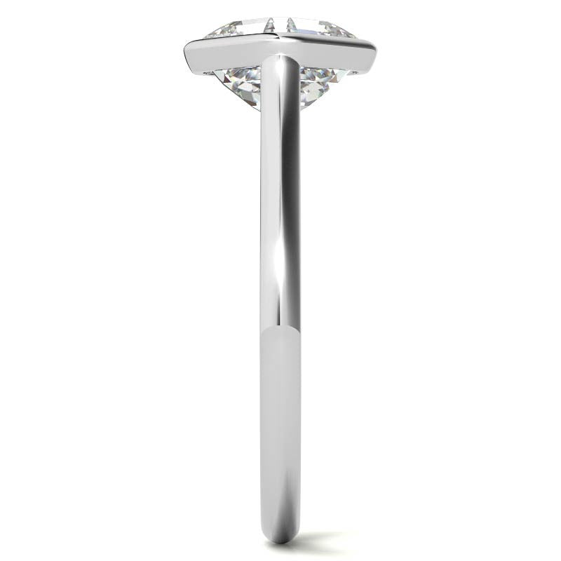 Asscher Moissanite Bezel Solitaire Ring