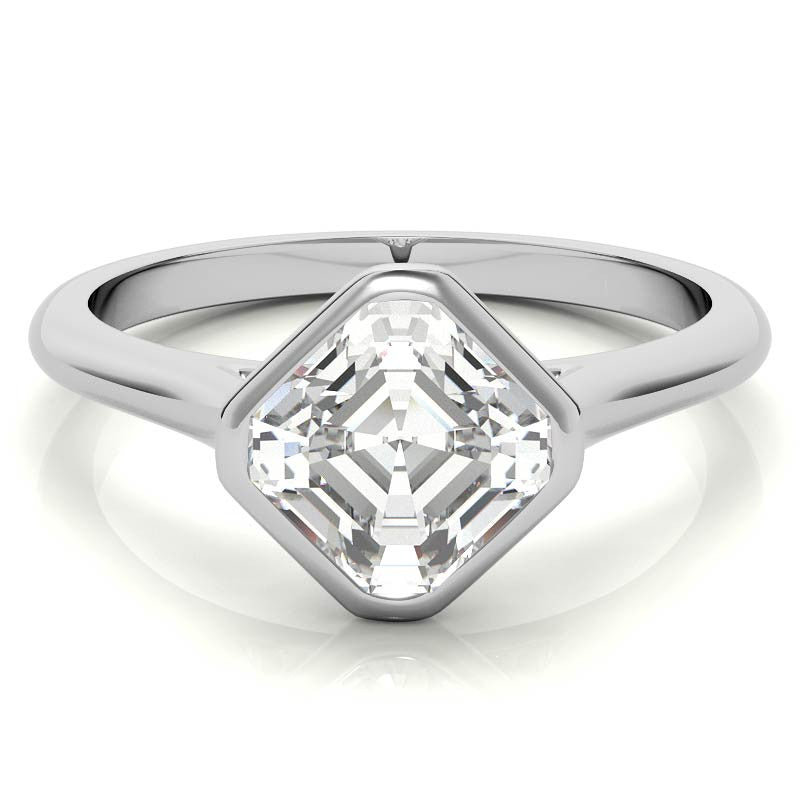 Asscher Moissanite Bezel Solitaire Ring